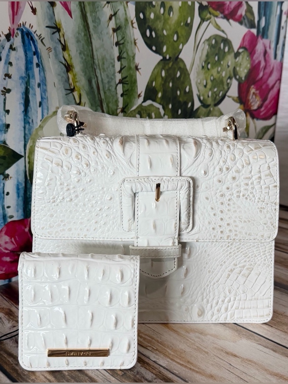 SET Brahmin Small Hallie Sea Salt White Satchel & Jane sea salt white NWT